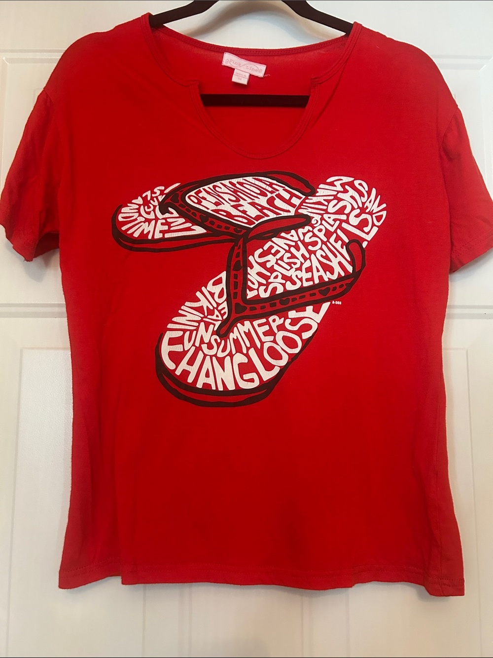 Pensacola Beach Flip-Flop Cotton Tee S Red Florida Casual